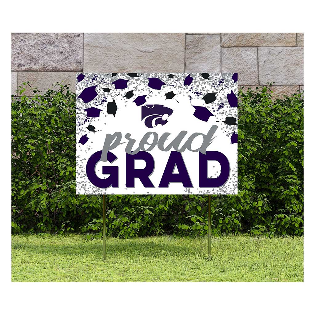 18x24 Lawn Sign Grad with Cap and Confetti Kansas State Wildcats