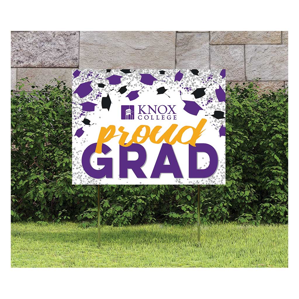 18x24 Lawn Sign Grad with Cap and Confetti Knox College Prairie Fire