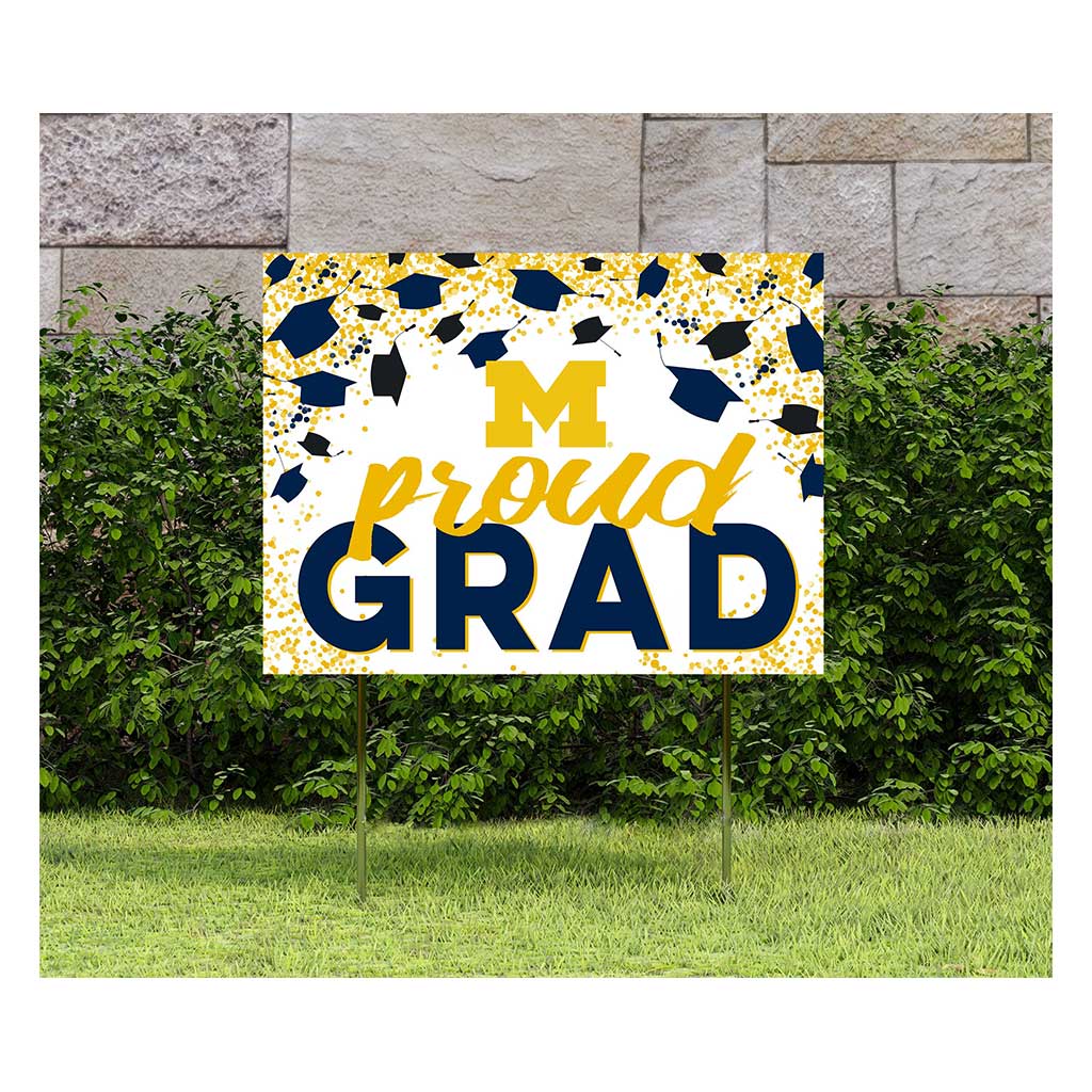 18x24 Lawn Sign Grad with Cap and Confetti Michigan Wolverines
