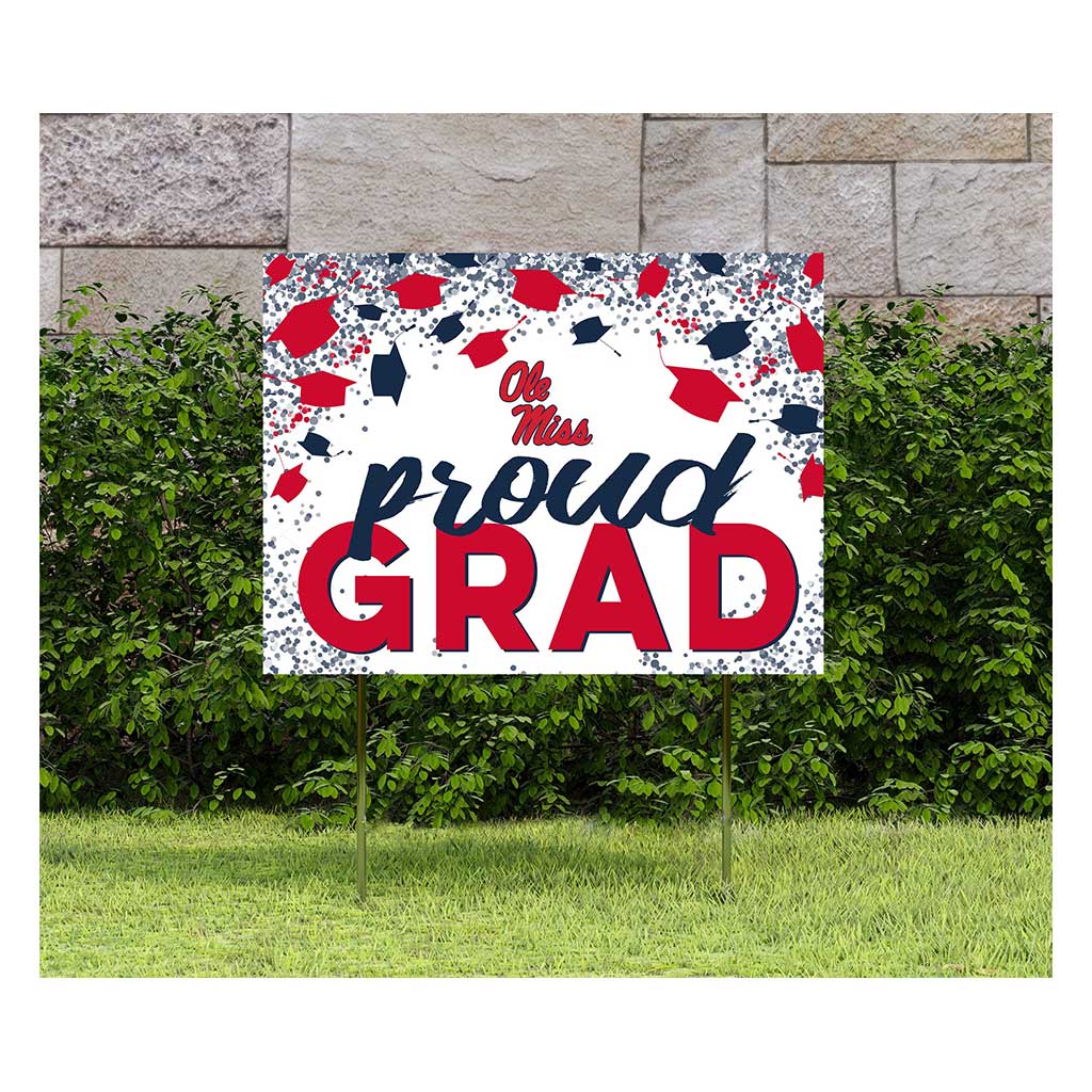 18x24 Lawn Sign Grad with Cap and Confetti Mississippi Rebels
