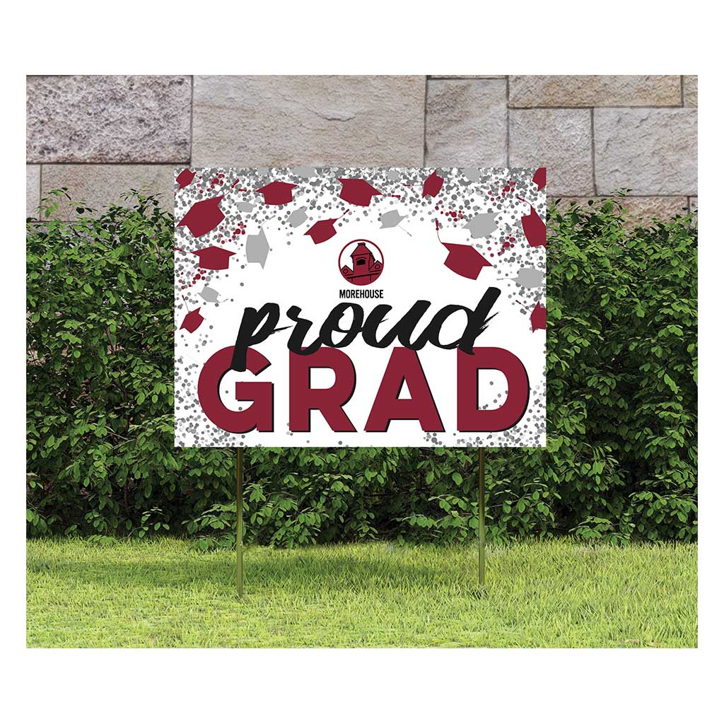 18x24 Lawn Sign Proud Grad with Cap and Confetti Morehouse College Maroon Tigers