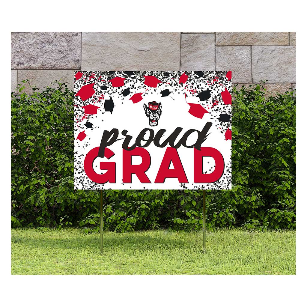 18x24 Lawn Sign Grad with Cap and Confetti North Carolina State Wolfpack