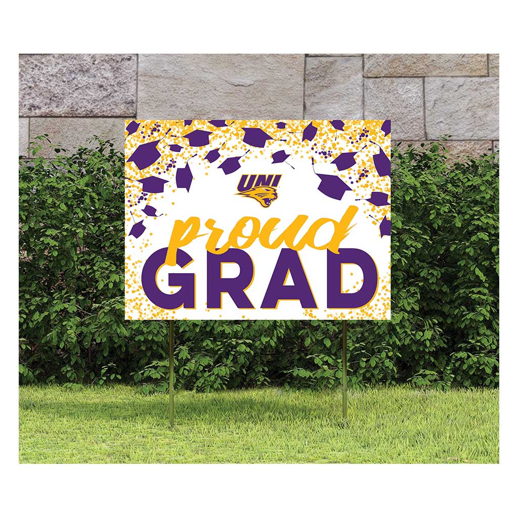 18x24 Lawn Sign Grad with Cap and Confetti Northern Iowa Panthers