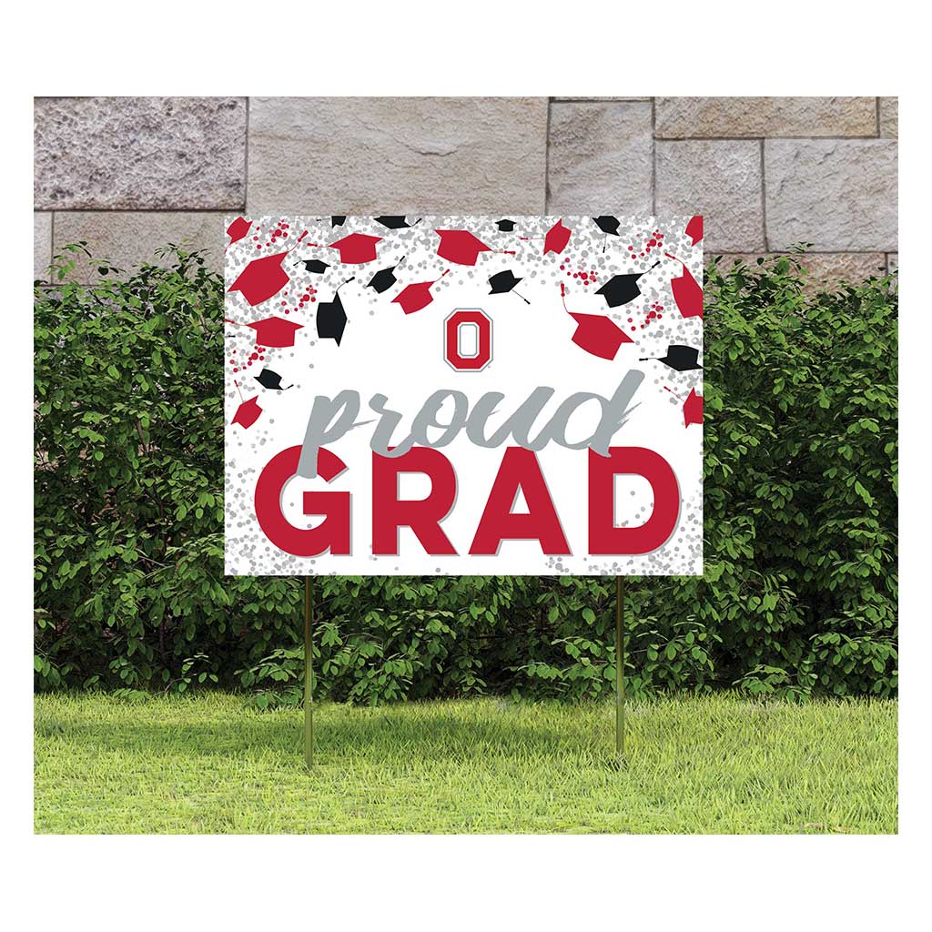 18x24 Lawn Sign Grad with Cap and Confetti Ohio State Buckeyes