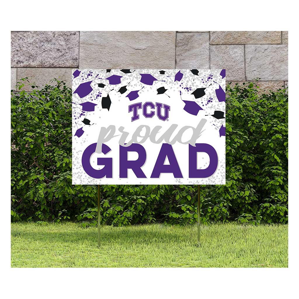 18x24 Lawn Sign Grad with Cap and Confetti Texas Christian Horned Frogs