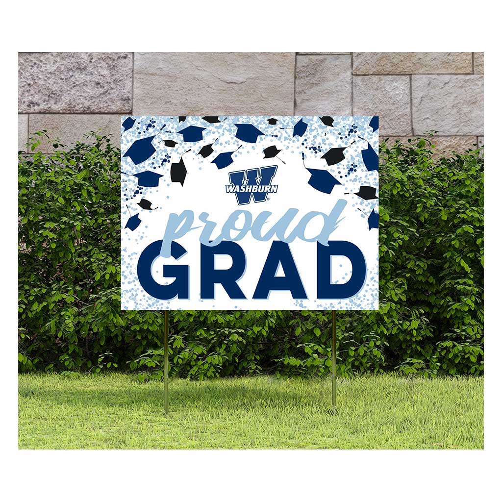 18x24 Lawn Sign Grad with Cap and Confetti Washburn Ichabods