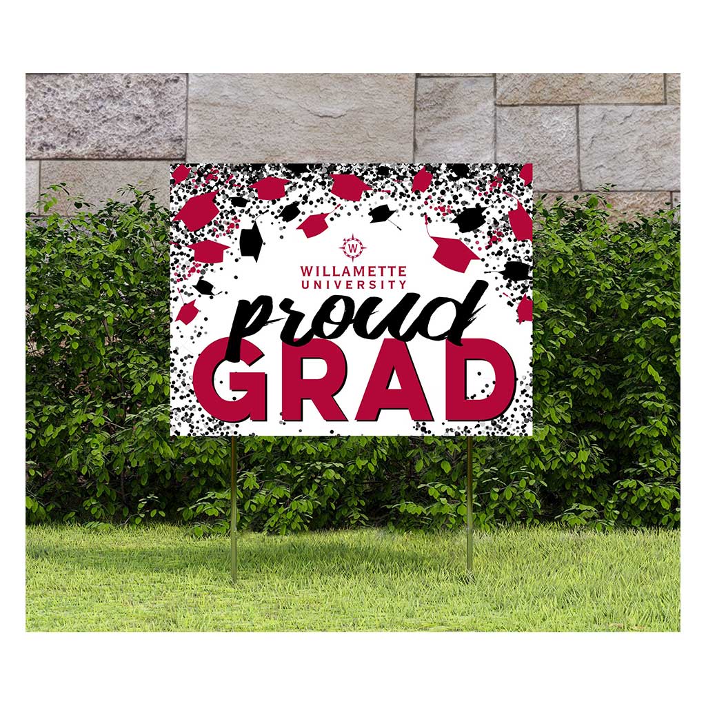 18x24 Lawn Sign Grad with Cap and Confetti Willamette Bearcats