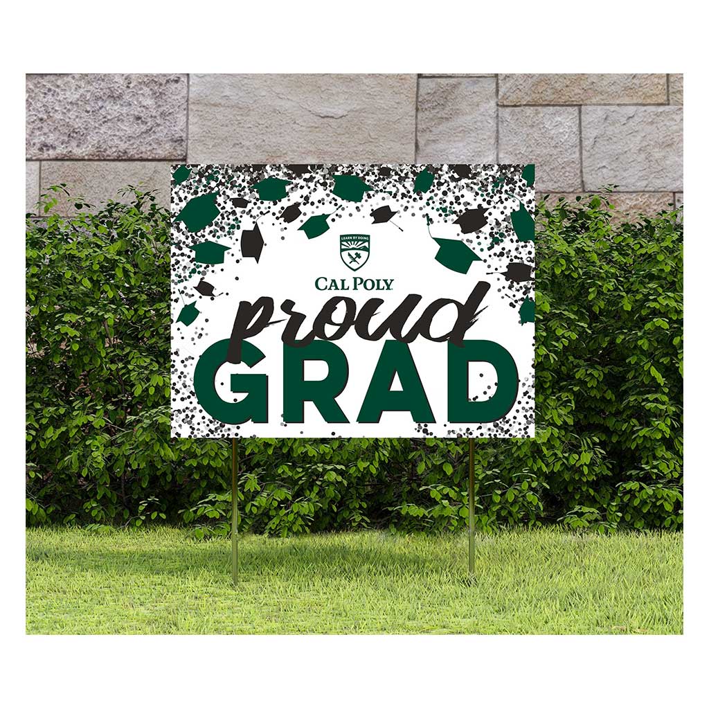 18x24 Lawn Sign Grad with Cap and Confetti California Polytechnic State Mustangs
