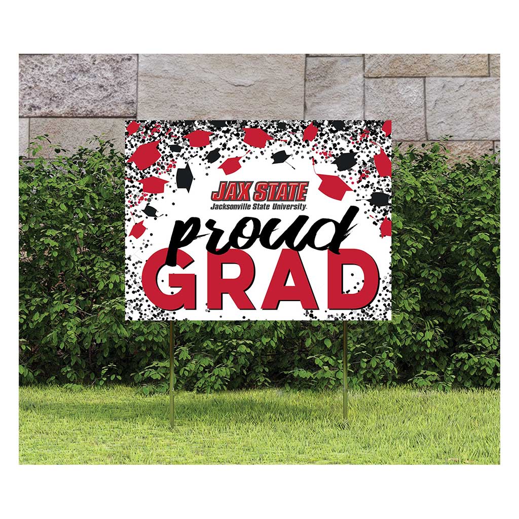 18x24 Lawn Sign Grad with Cap and Confetti Jacksonville State Gamecocks