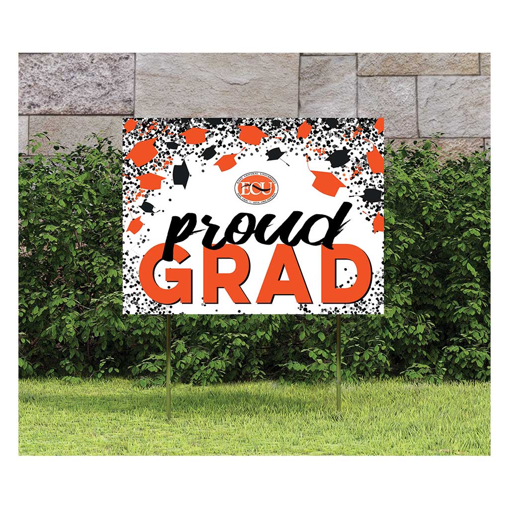 18x24 Lawn Sign Grad with Cap and Confetti East Central University Tigers