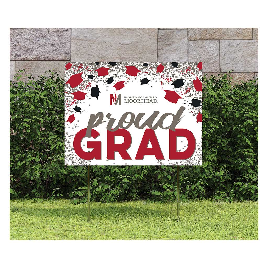 18x24 Lawn Sign Grad with Cap and Confetti Minnesota State - Moorhead DRAGONS