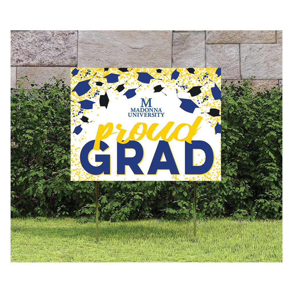 18x24 Lawn Sign Grad with Cap and Confetti Madonna University CRUSADERS