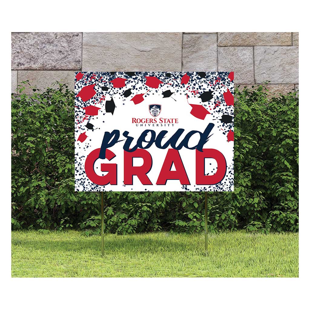18x24 Lawn Sign Grad with Cap and Confetti Rogers State University Hillcats