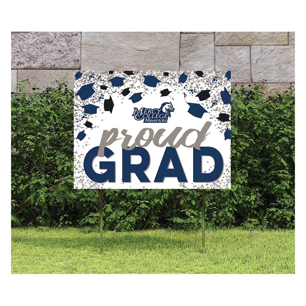 18x24 Lawn Sign Grad with Cap and Confetti Mercy College Mavericks