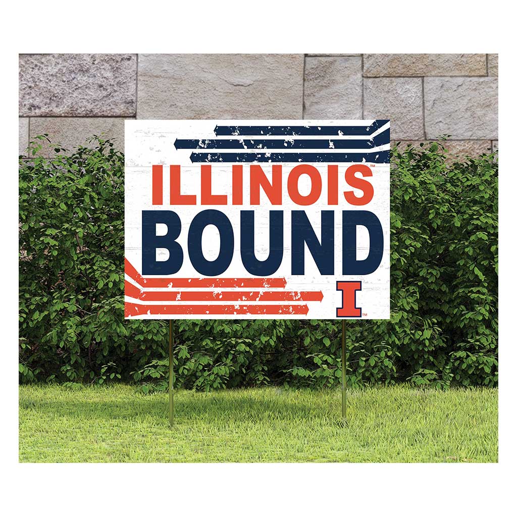 18x24 Lawn Sign Retro School Bound Illinois Fighting Illini
