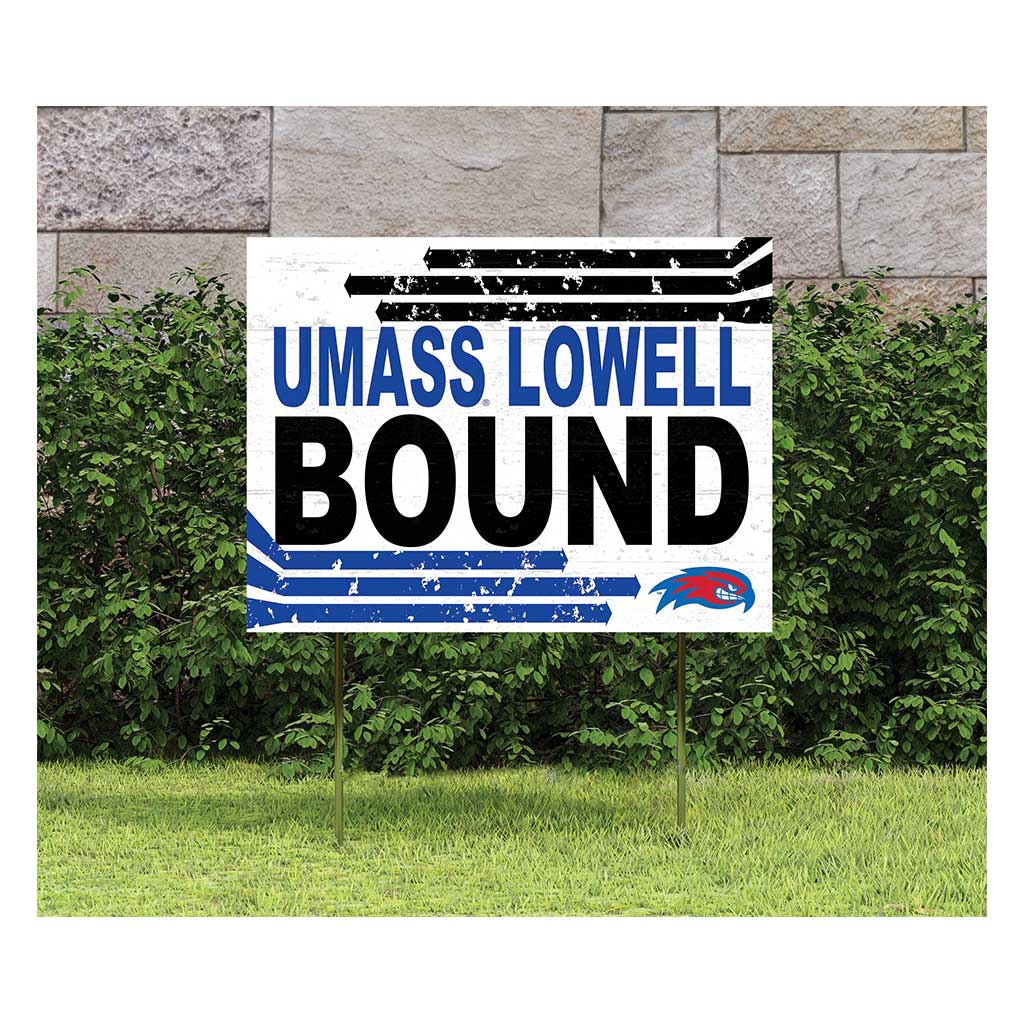18x24 Lawn Sign Retro School Bound UMASS Lowell River Hawks
