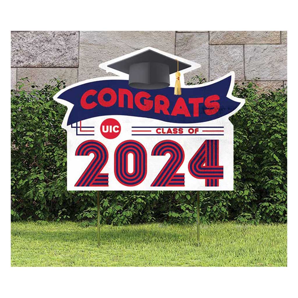 18x24 Congrats Graduation Lawn Sign Illinois Chicago Flames