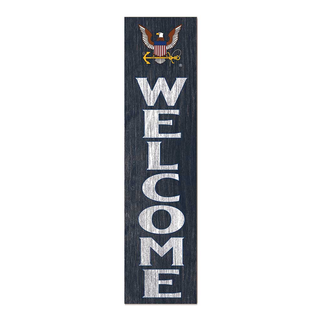 11x46 Leaning Sign Welcome Navy