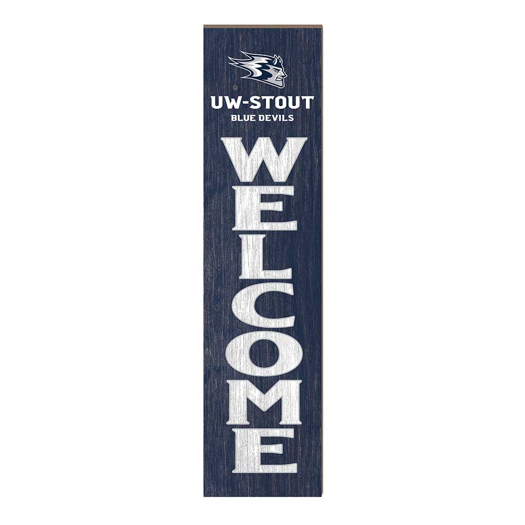 11x46 Leaning Sign Welcome University of Wisconsin Stout Blue Devils