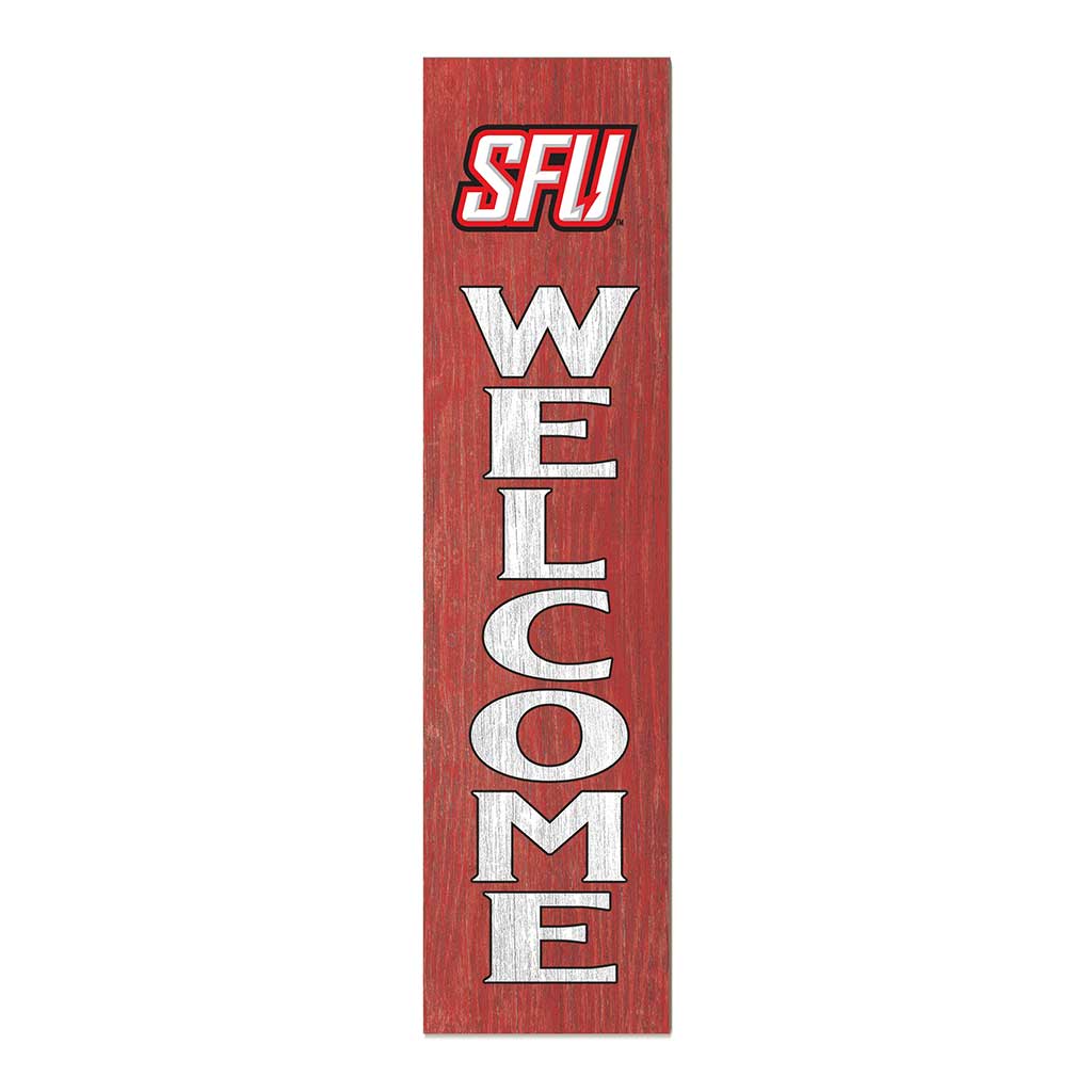 11x46 Leaning Sign Welcome Saint Francis Red Flash
