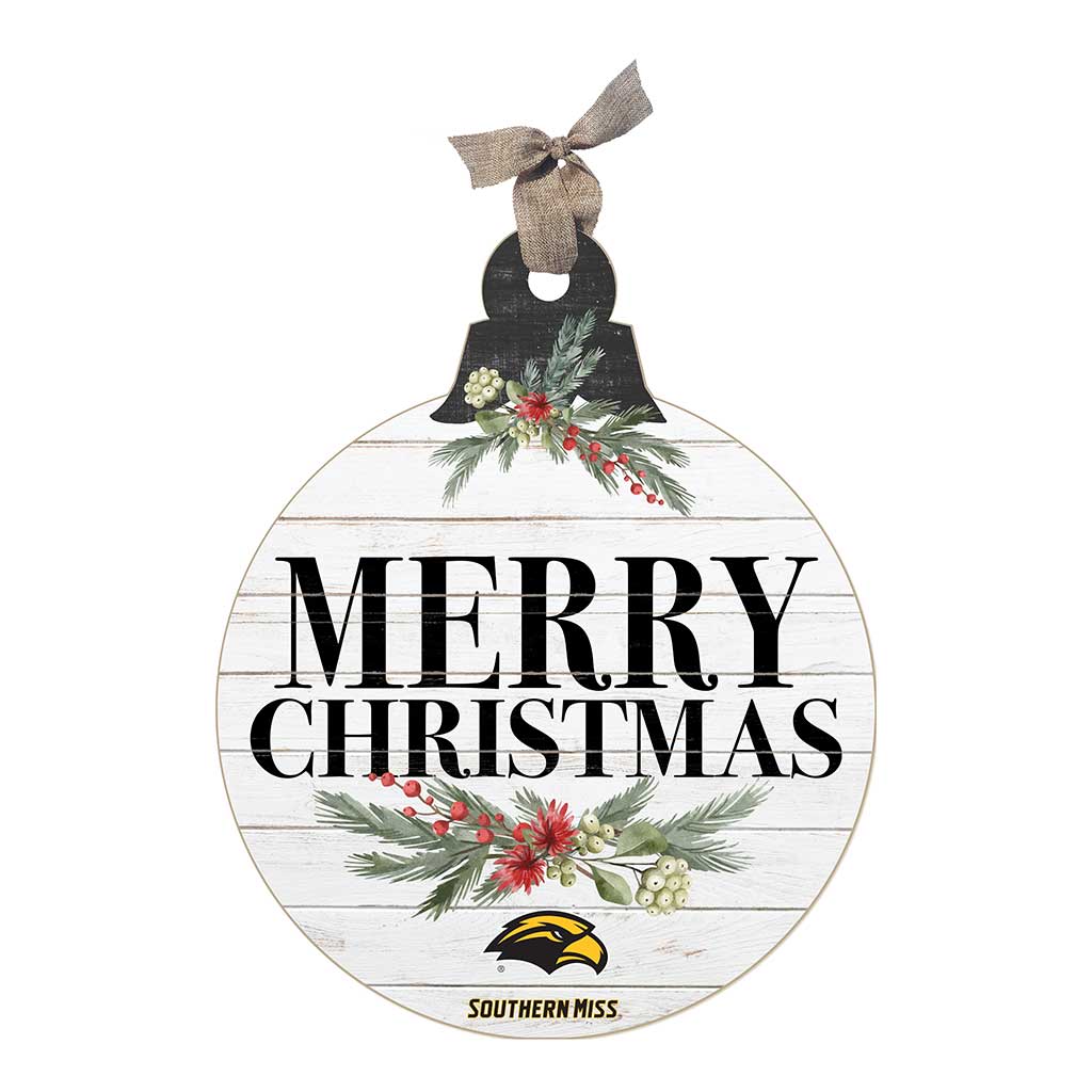 20 Inch Merry Christmas Ornament Sign Southern Mississippi Golden Eagles
