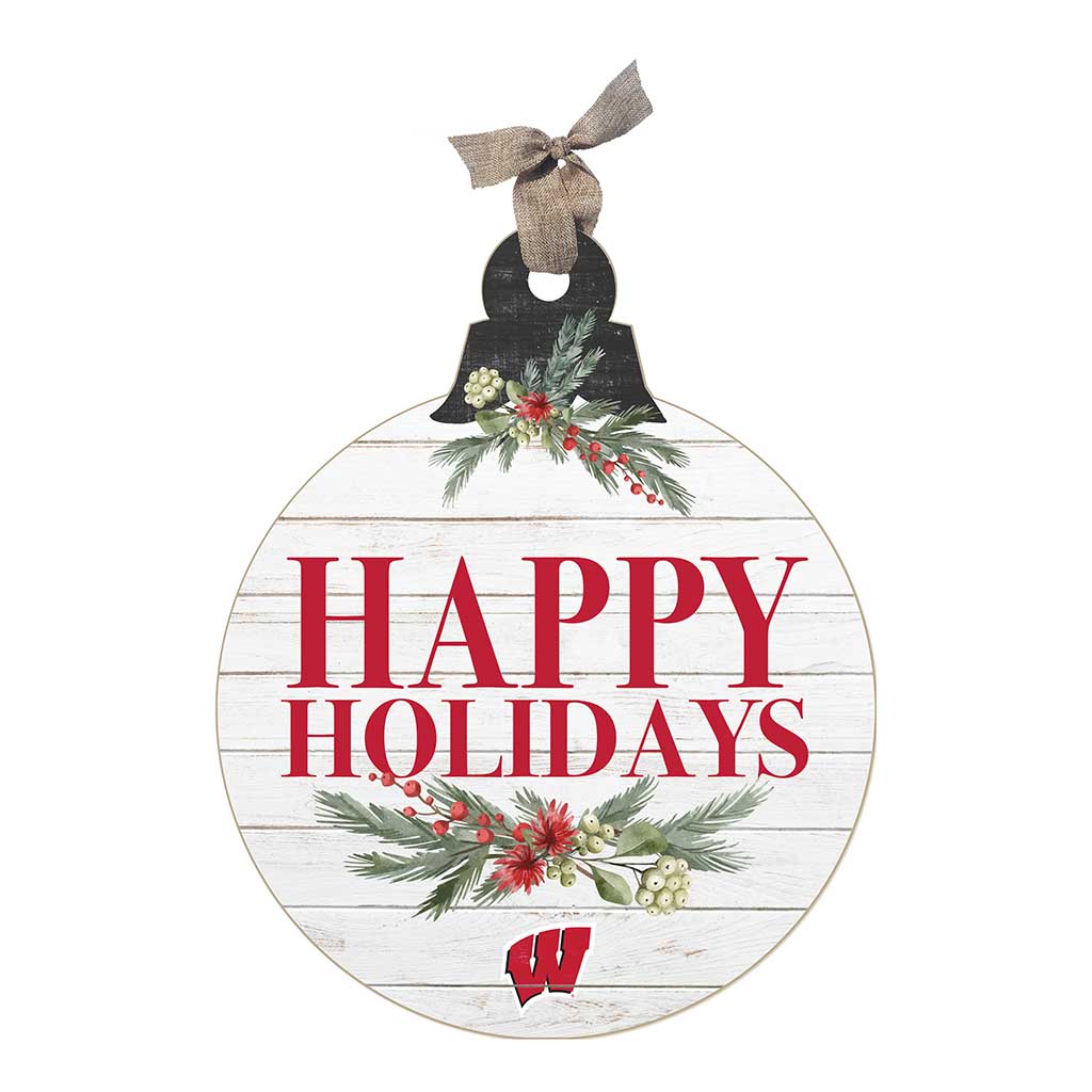 20 Inch Merry Christmas Ornament Sign Wisconsin Badgers