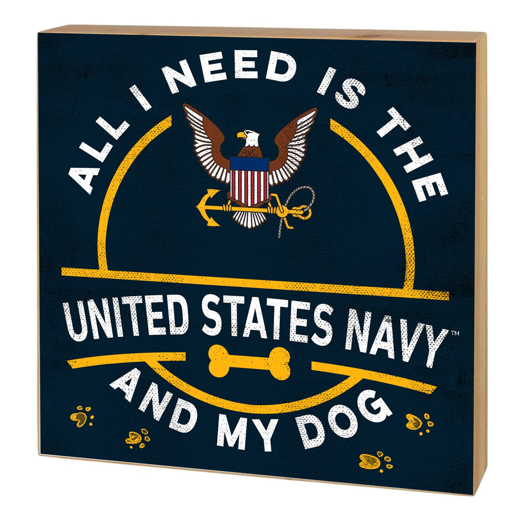 5x5 Block All I Need is Dog and Navy