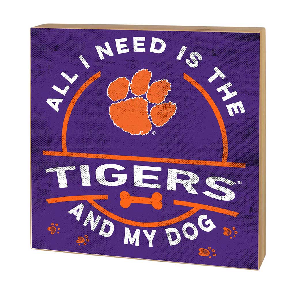 5x5 Block All I Need is Dog and Clemson Tigers