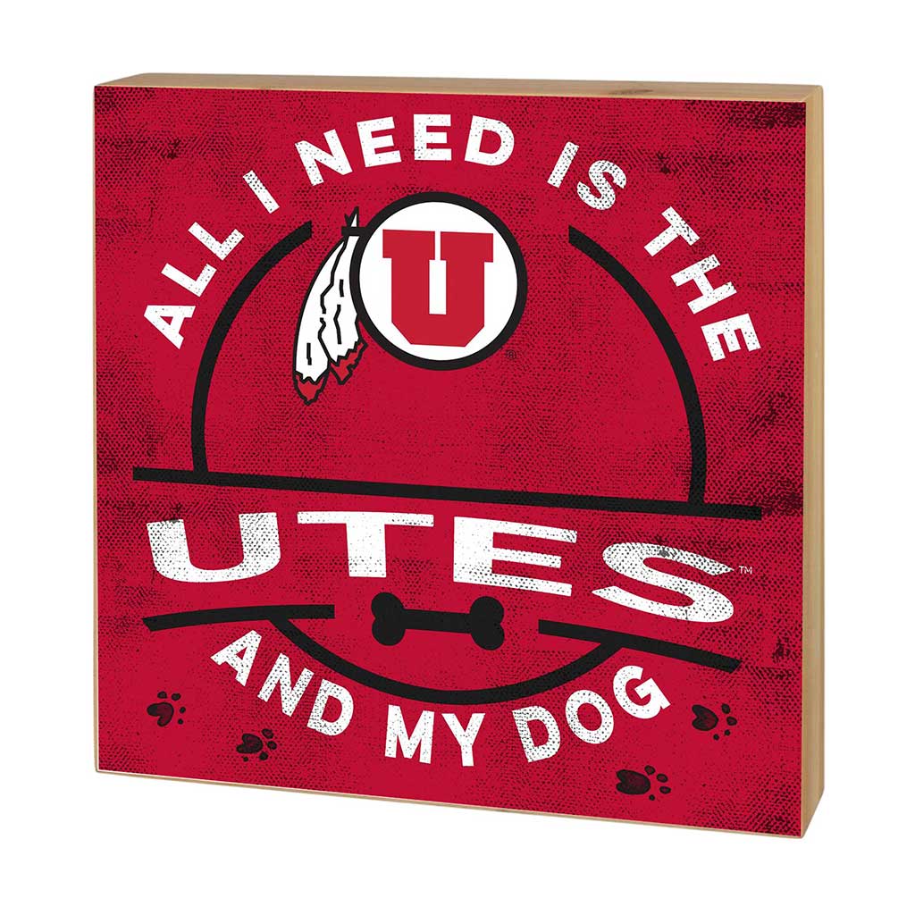 5x5 Block All I Need is Dog and Utah Running Utes