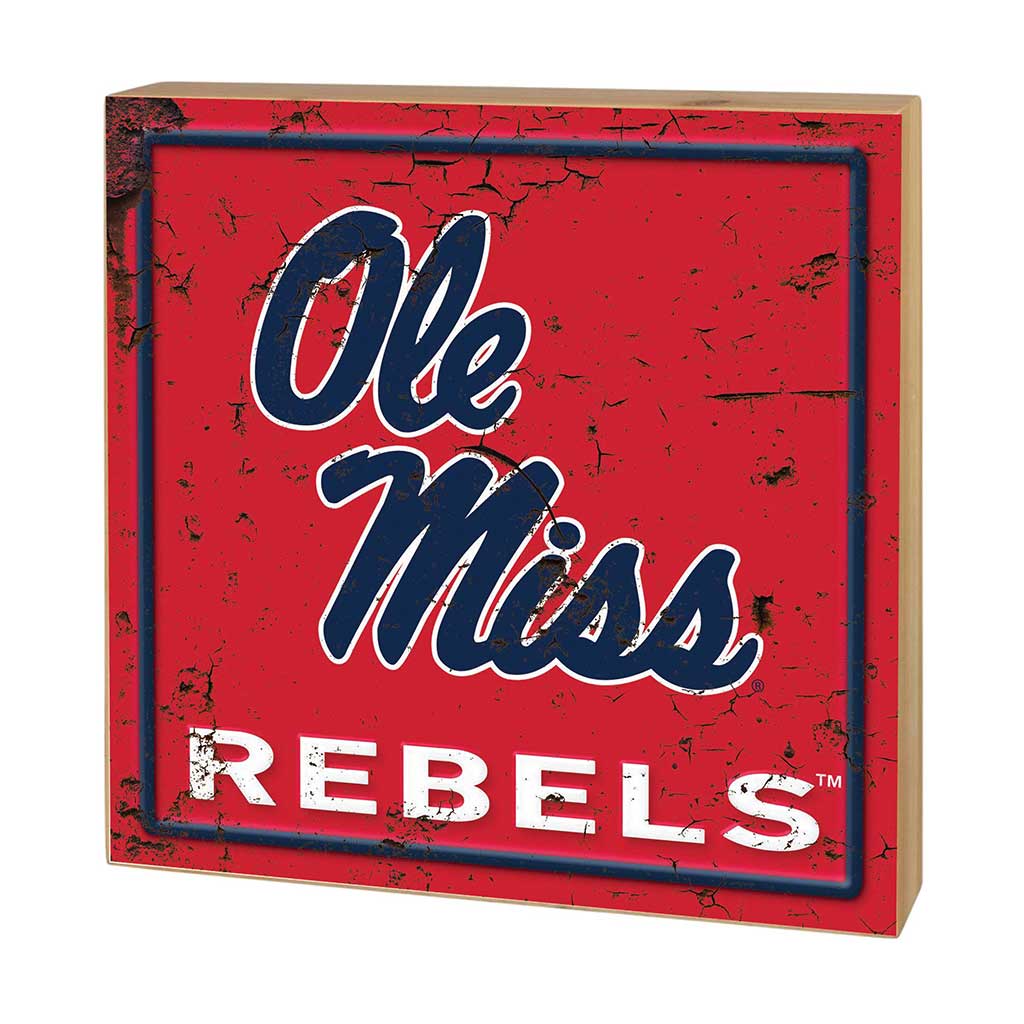 5x5 Block Faux Rusted Tin Mississippi Rebels