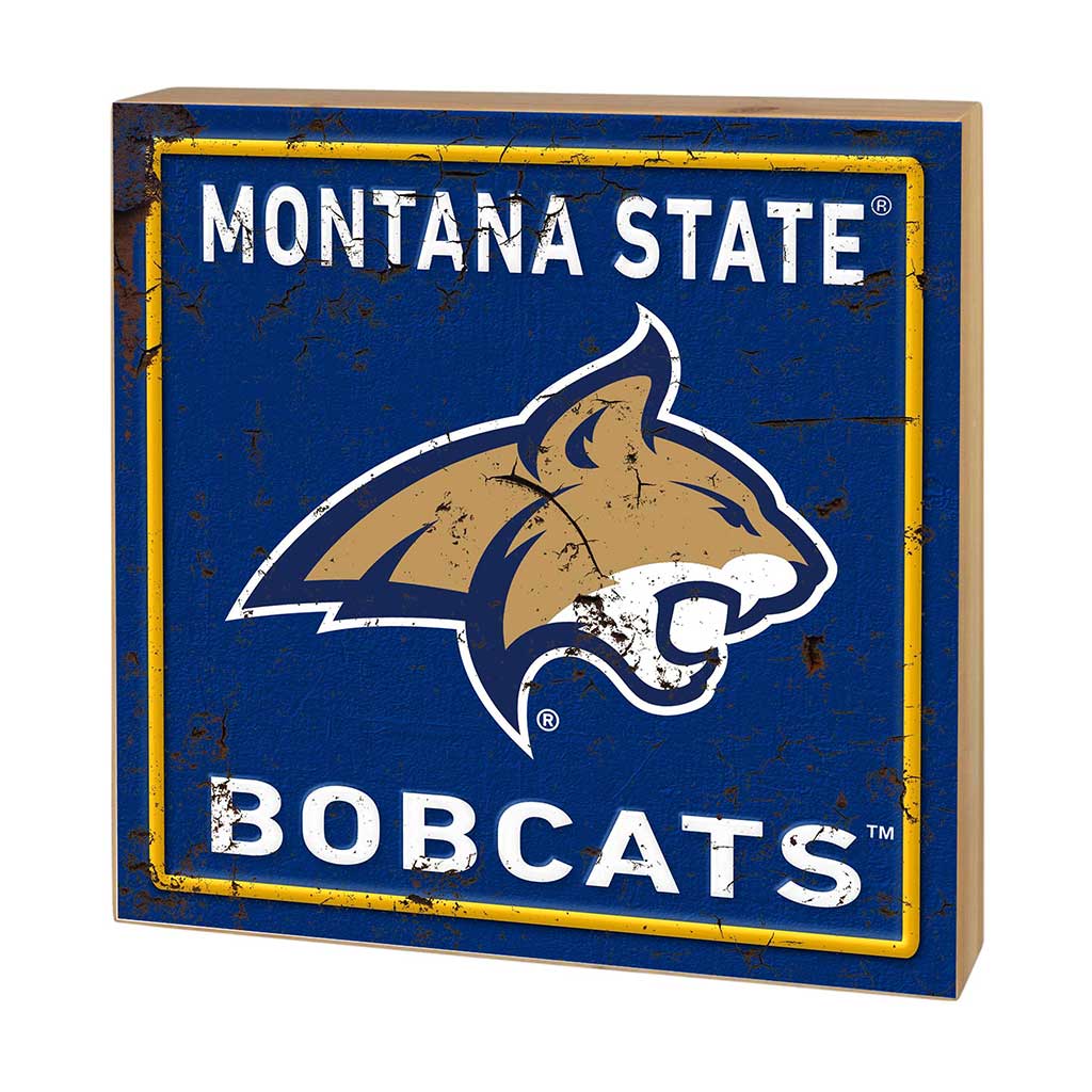 5x5 Block Faux Rusted Tin Montana State Fighting Bobcats