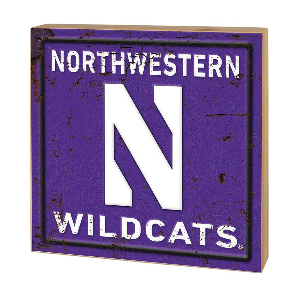 5x5 Block Faux Rusted Tin Northwestern Wildcats
