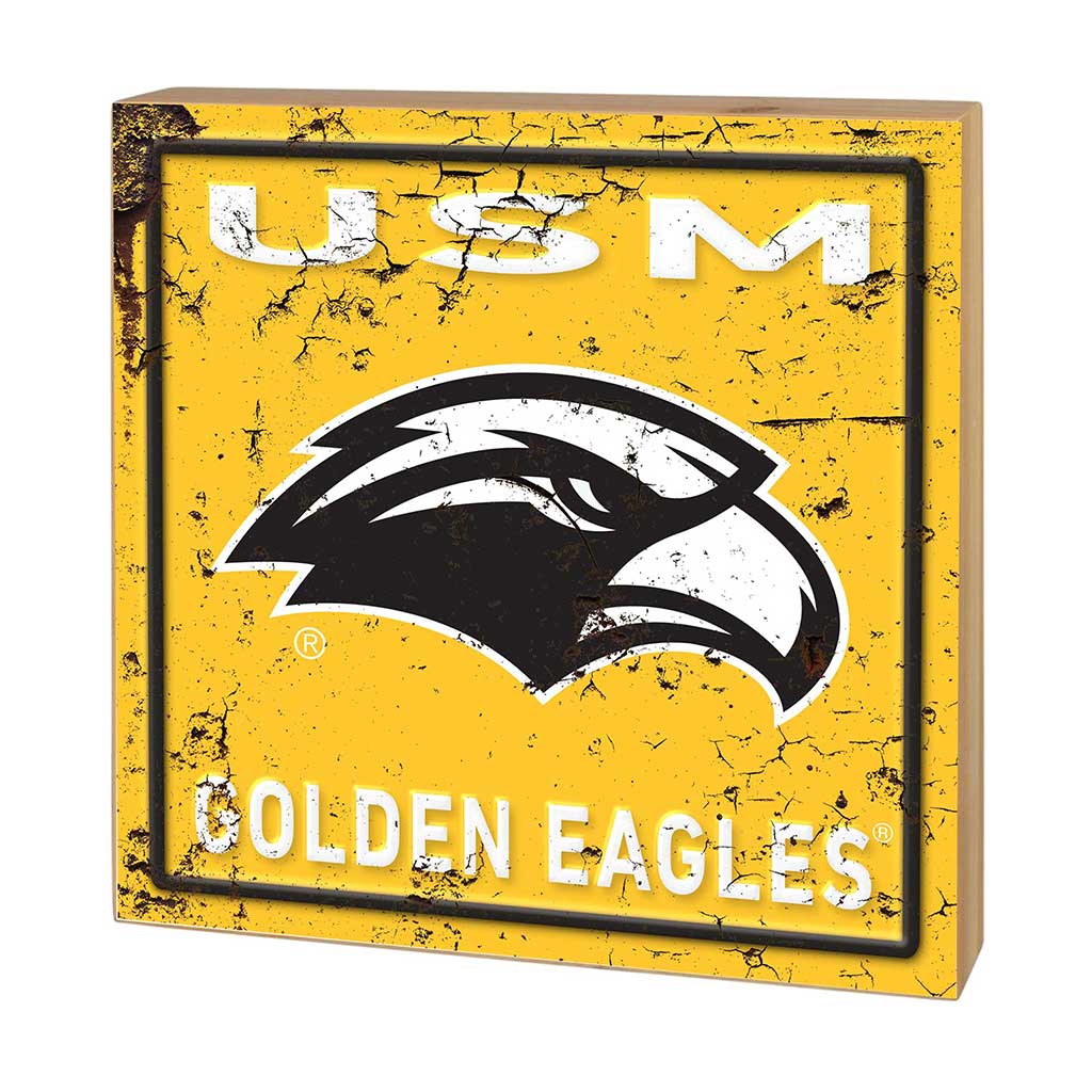 5x5 Block Faux Rusted Tin Southern Mississippi Golden Eagles