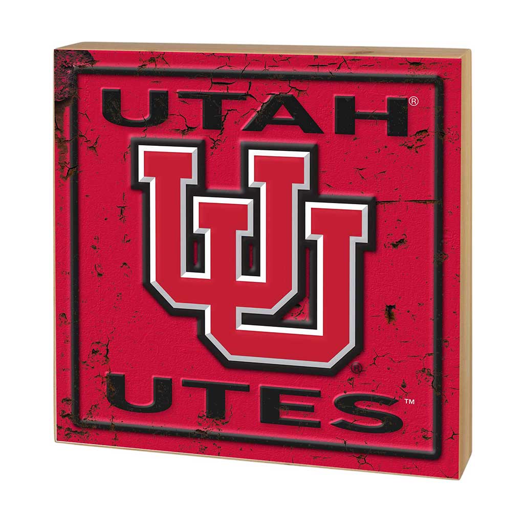 5x5 Block Faux Rusted Tin Utah Running Utes
