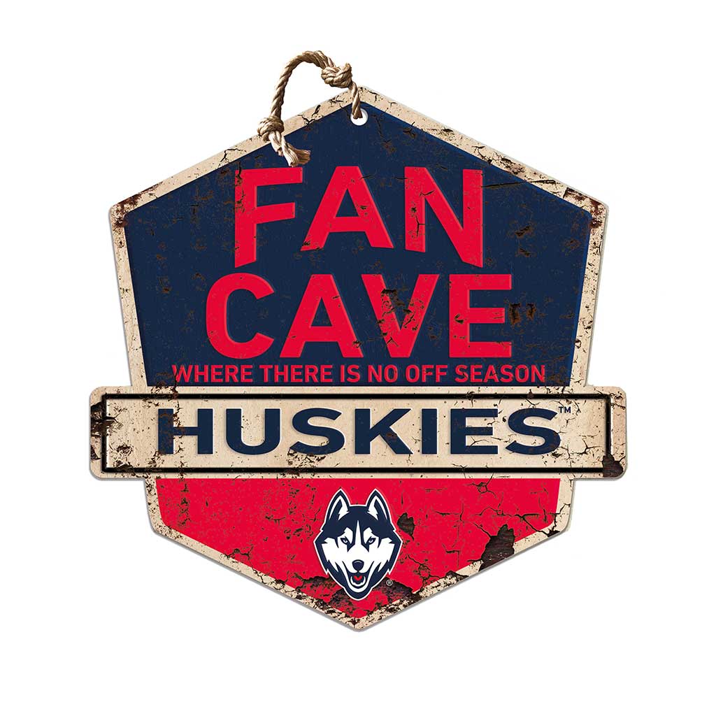 Rustic Badge Fan Cave Sign Connecticut Huskies
