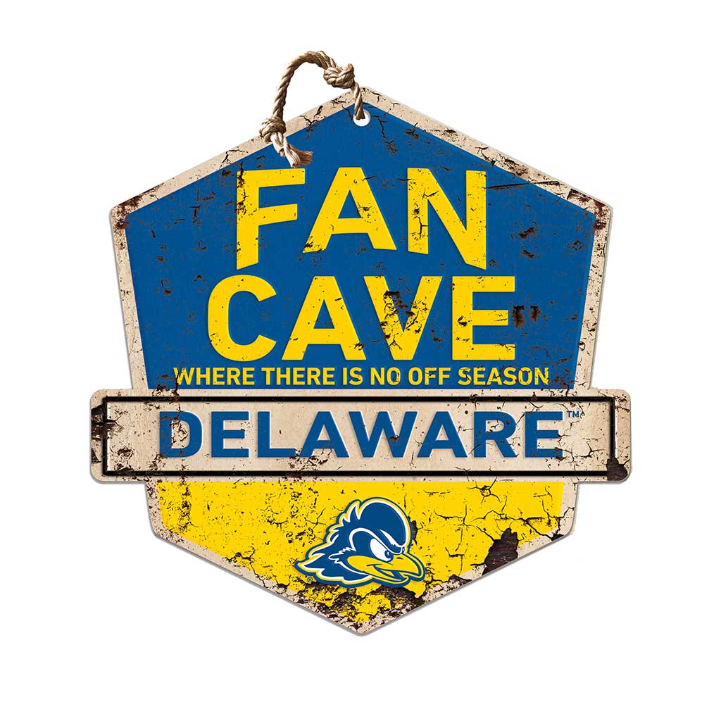 Rustic Badge Fan Cave Sign Delaware Fightin Blue Hens