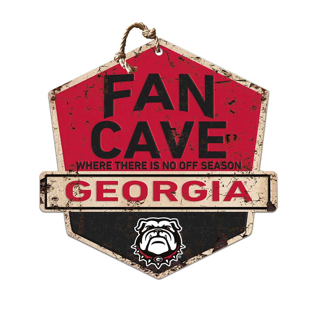 Rustic Badge Fan Cave Sign Georgia Bulldogs