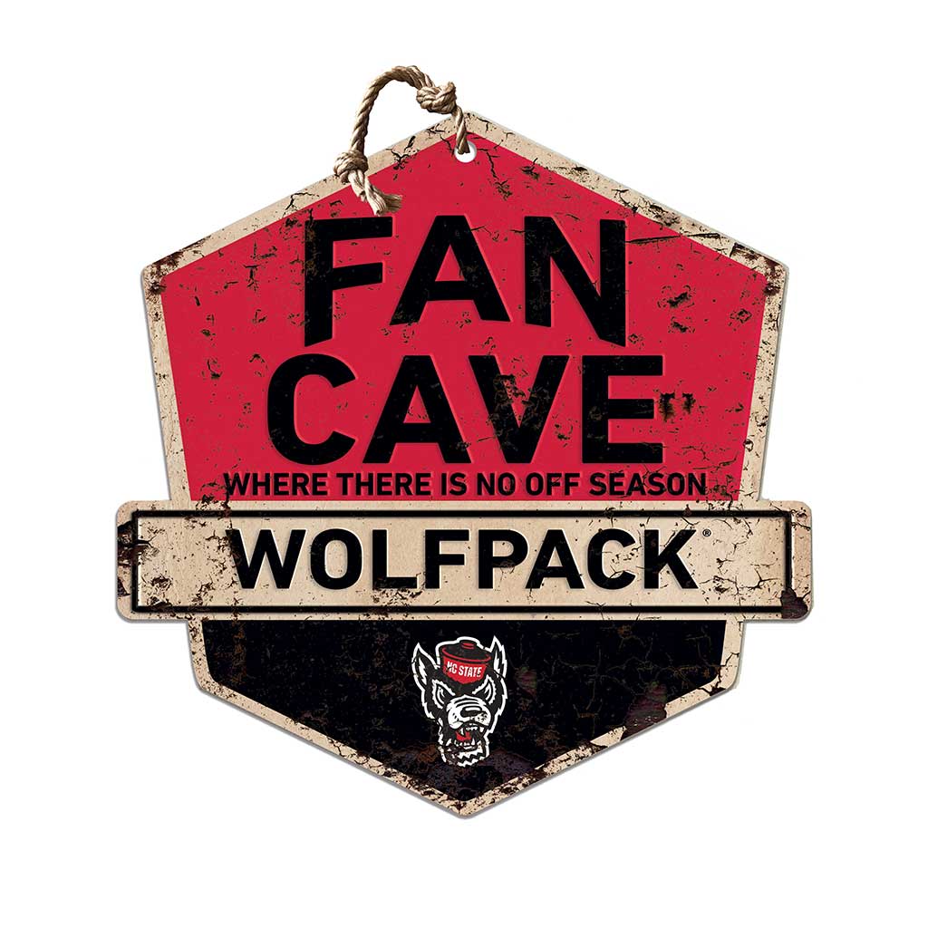 Rustic Badge Fan Cave Sign North Carolina State Wolfpack