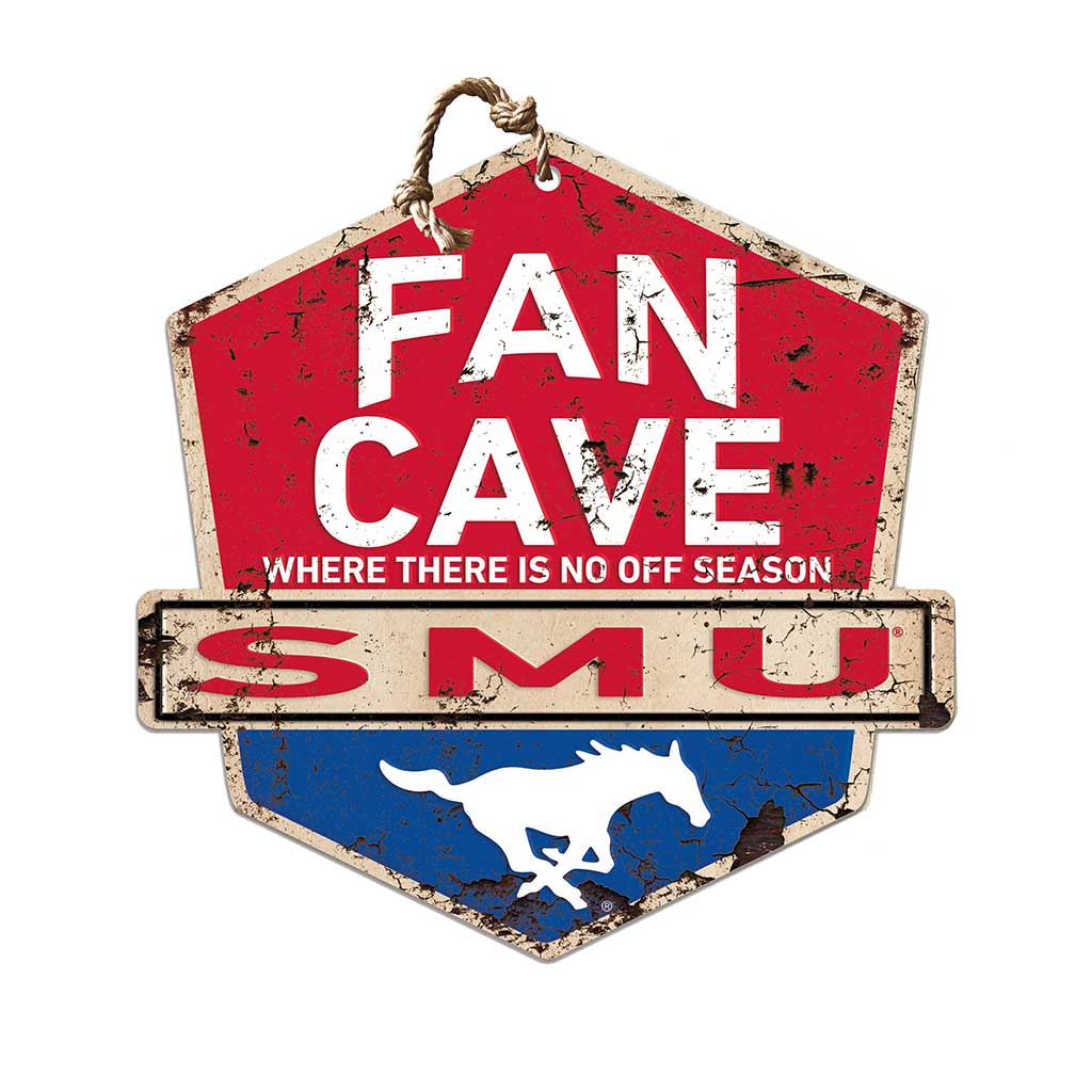 Rustic Badge Fan Cave Sign Southern Methodist Mustangs