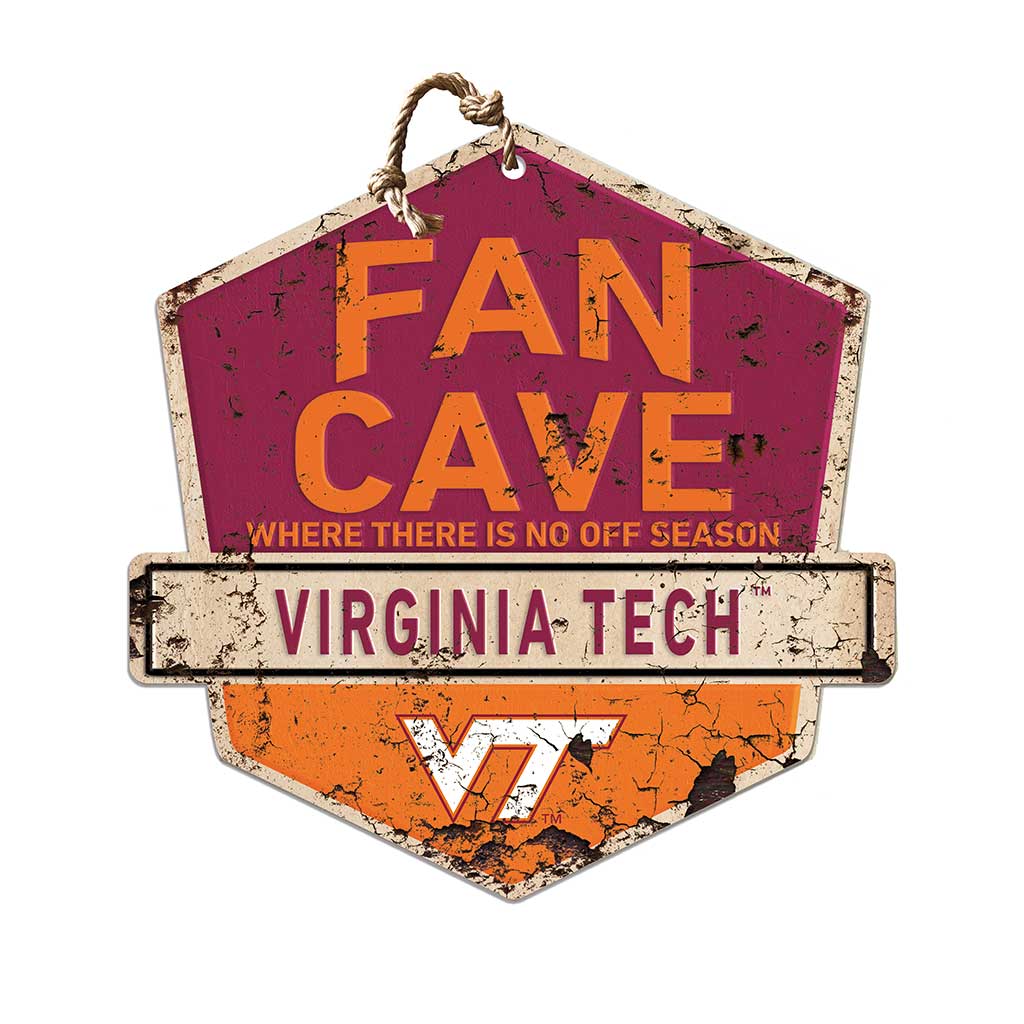 Rustic Badge Fan Cave Sign Virginia Tech Hokies
