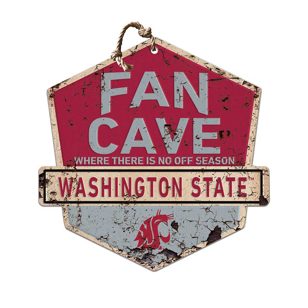 Rustic Badge Fan Cave Sign Washington State Cougars