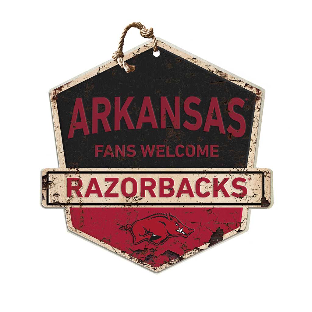 Rustic Badge Fans Welcome Sign Arkansas Razorbacks