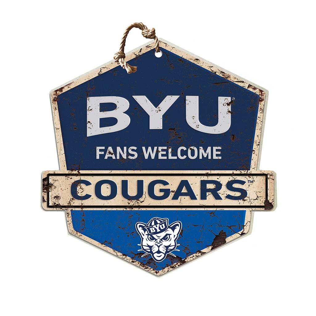 Rustic Badge Fans Welcome Sign Brigham Young Cougars