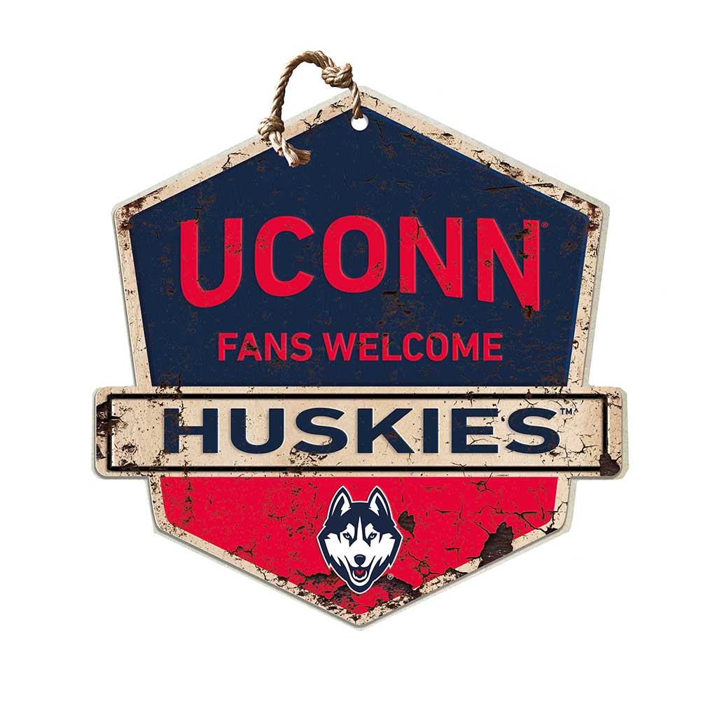 Rustic Badge Fans Welcome Sign Connecticut Huskies
