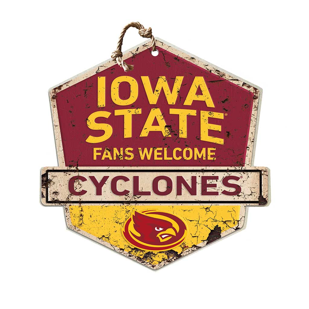 Rustic Badge Fans Welcome Sign Iowa State Cyclones