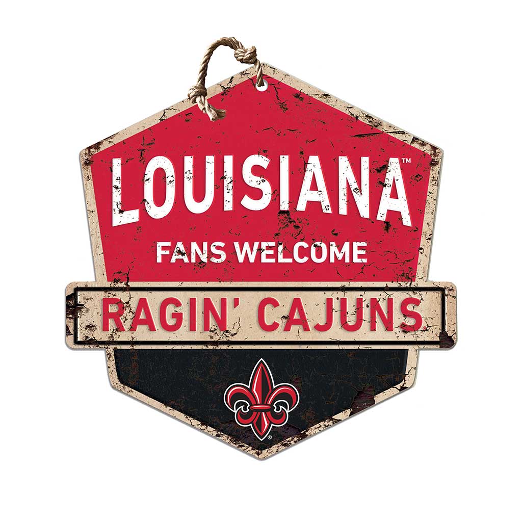 Rustic Badge Fans Welcome Sign Louisiana State Lafayette Ragin Cajuns