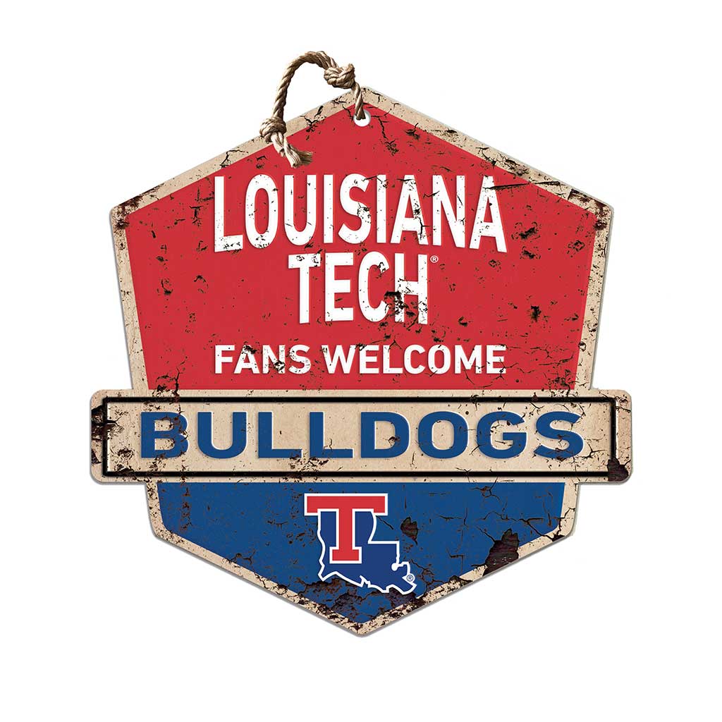 Rustic Badge Fans Welcome Sign Louisiana Tech Bulldogs
