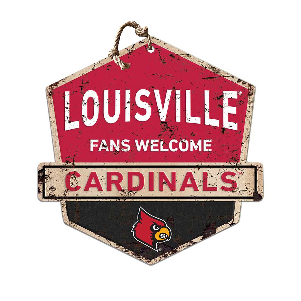 Rustic Badge Fans Welcome Sign Louisville Cardinals