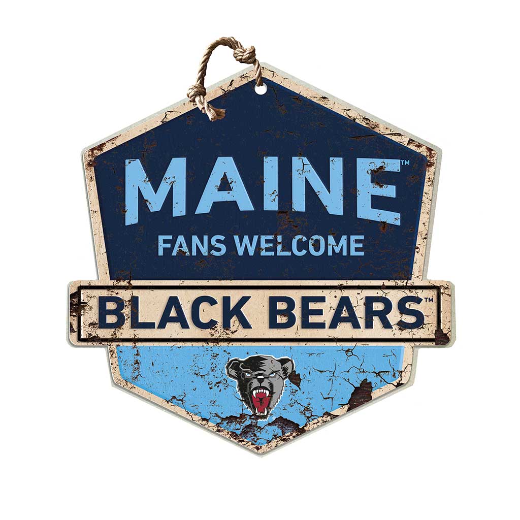 Rustic Badge Fans Welcome Sign Maine (Orono) Black Bears