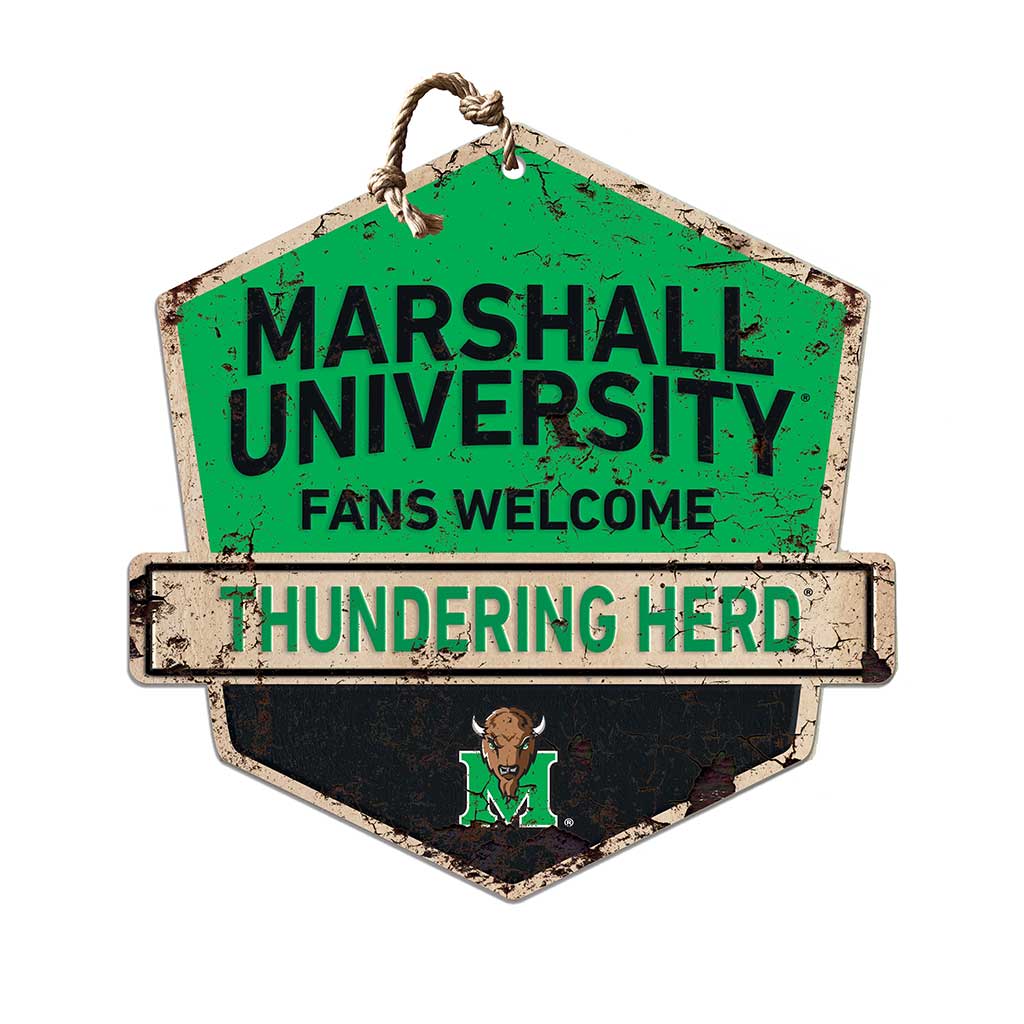 Rustic Badge Fans Welcome Sign Marshall Thundering Herd